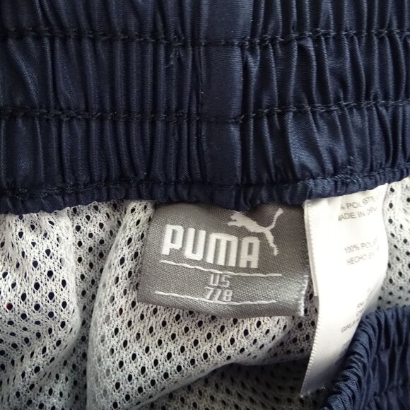 Puma Active Athletic Shorts Girls Size 7 8 Blue Red Mesh Liner Running Training - Picture 5 of 7